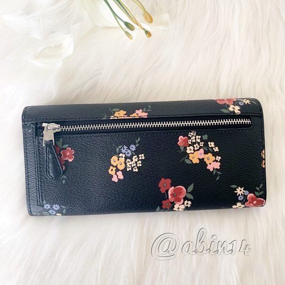 NWT Coach Slim Envelope Canvas Leather Floral Wallet - Picture 4 of 8